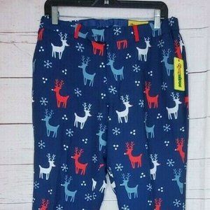 Tipsy Elves 32W The Reindeer Gains Blue Christmas Poly Reindeer Graphic Pants